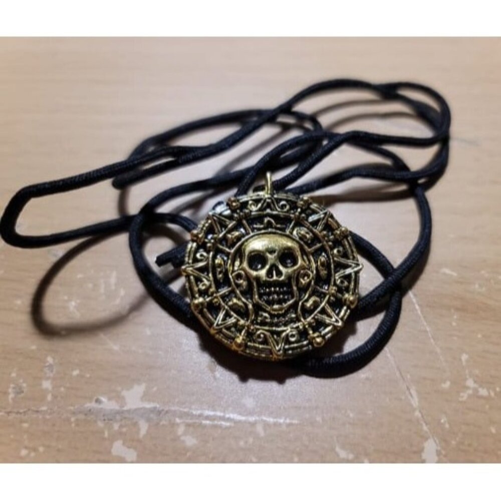 New Coin Necklace, Antique Gold Alloy Metal Medallion, Includes Nylon Neck Cord